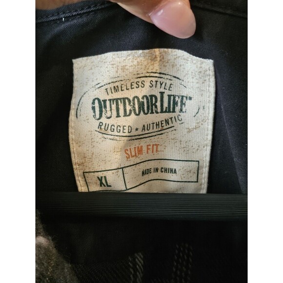 Outdoor Life Slim Fit Gray Bown Men's Elbow Patch Plaid Long Sleeves Top Size XL - Picture 6 of 11